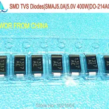 100 шт./лот) SMAJ5.0A SMD диоды для подавления переходных скачков напряжения 5V 600 W, SMA однонаправленный, подавители переходных напряжений, transzorb, DO-214AC