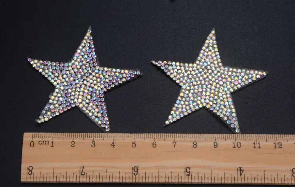 Сверкающие Стразы AB цвета с пятиконечными звездами дизайн патчи расшитые блестками обувь/шляпы/сумки аппликация Железная на мотив