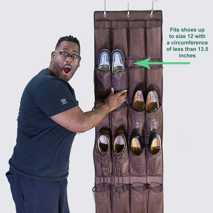 24 جيوب طوي معلق حامل منظم منظم البلاستيك الحذاء الرف شماعات جدار الحمام الجرف