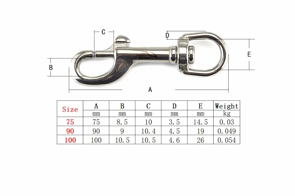 Держать Дайвинг 75/90 мм 316 нержавеющая сталь Болт защелки крюк клип подводный крюк аксессуары BCD Дайвинг оборудование