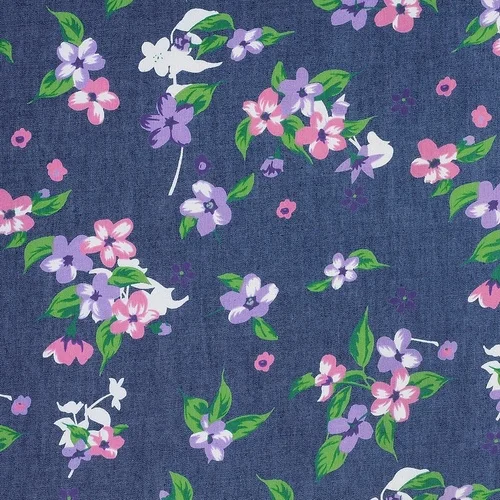 Тонкая мягкая джинсовая ткань на весну и лето с принтом в стиле ретро, с цветком хризантемы, материал для шитья, сделай сам, платье для женщин и девочек - Цвет: see chart