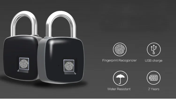 Smart Fingerprint Padlock Safe USB Charging Rechargeable Waterproof Home Factory Office Protable Door Lock (1)