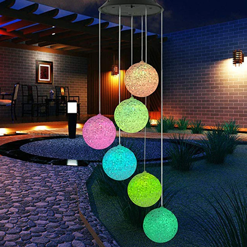 LED Solar Multicolor Hanging lamp waterproof Wind bell light Outdoor Festival Party lighting Garden Night Decoration Chandelier
