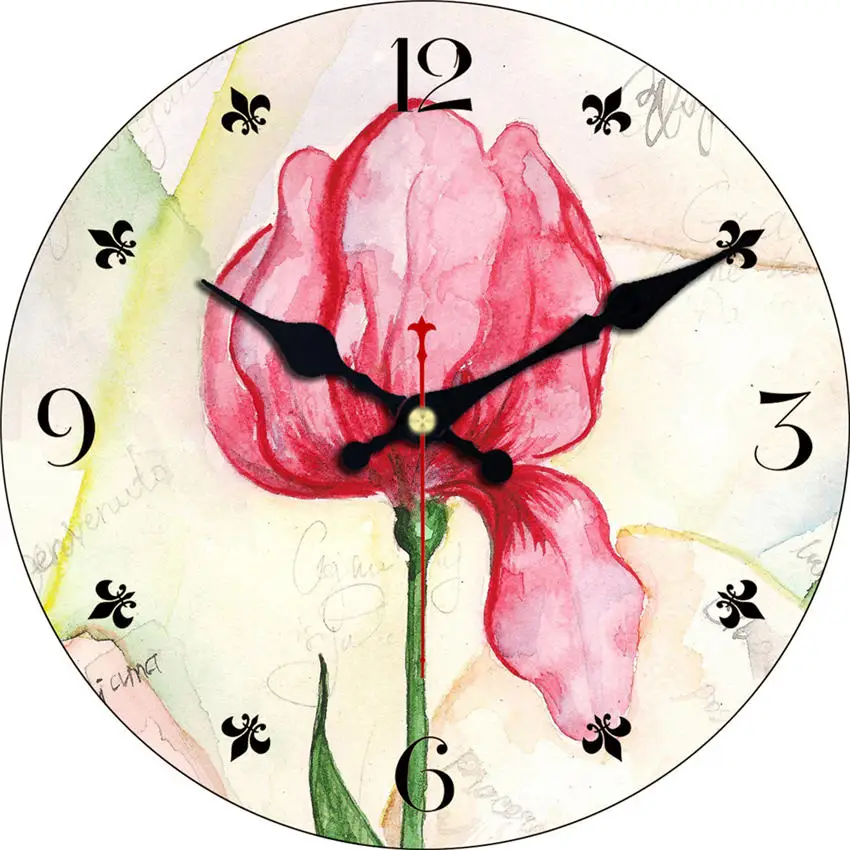 Vintage Abstract Roman Numerals Easy To Read 16 inch  Wooden Cardboard Wall Clock CHIANTI CLASSICO Clock For Living Room Decor 