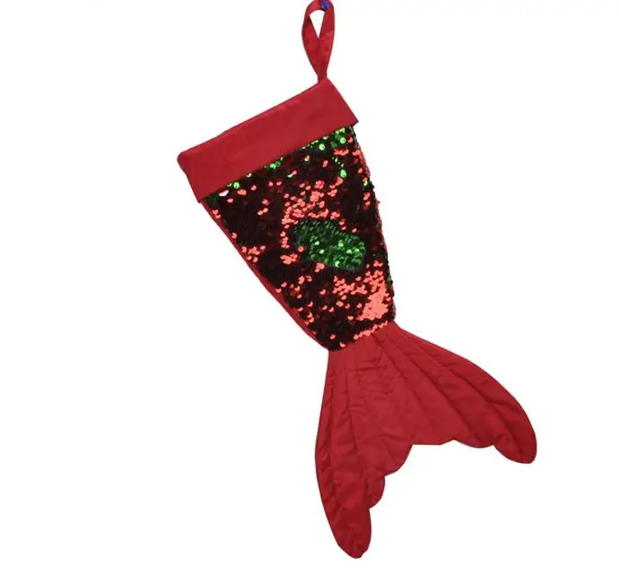 

Sequined Mermaid Tail Christmas Stocking Fishtail Santa Claus Candy Gift Bag Holders Xmas Socks Party Decoration