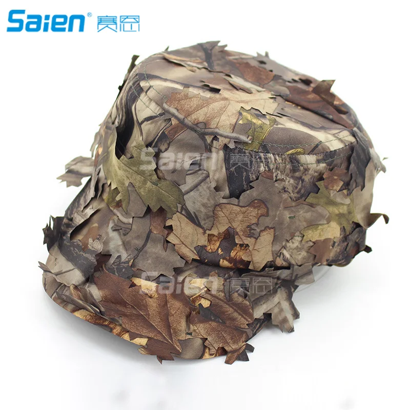 Military Hats for Men Waterproof 3D Leaves Camo Tactical Cap Bucket Hats for Hunting Fishing Sunshade Army War Games