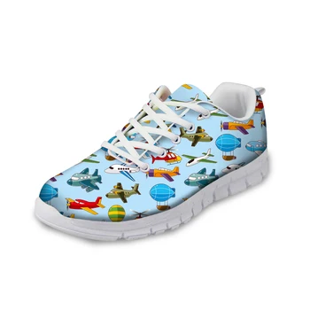 

NOISYDESIGNS Female Fashion Autumn Casual Flat Shoes Airplane Puzzle Pattern Women Lace-up Light Weight Shoes flat Woman Zapatos