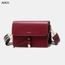 AOEO Women Crossbody Bag Split Leather Wide Strap Glitter Round Metal Ladies Korean Bag High Quality Girl Shoulder Messenger Bag star detail glitter crossbody bag
