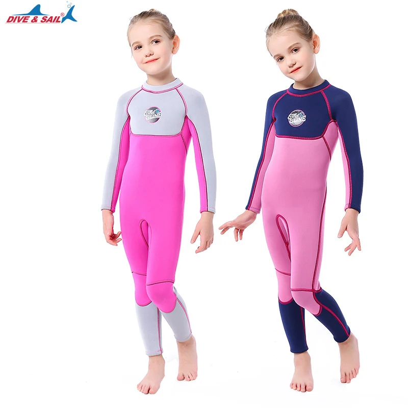

DIVE&SAIL 3MM Neoprene Cute Girl Thermal Wetsuits Children Full Body Diving Suits Surf Swimwear Sunscreen Keep Warm Clothing