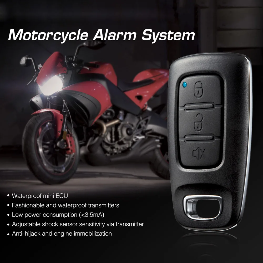 

Steelmate 886E 1 Way Motorcycle Alarm System Water Resistant ECU Motorcycle Engine Immobilization with Transmitter for Cars