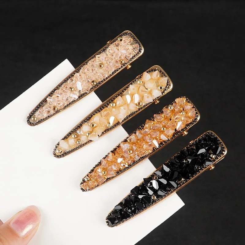 

1pc New Crystal Hair Clip Duckbill Hairpin Fashion Styling Tool Aligator Clamp Gold Barrettes Side Clip Women Hair Accessories