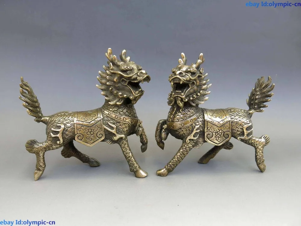 Buy China brass copper Feng Shui lucky Foo Dogs Lion
