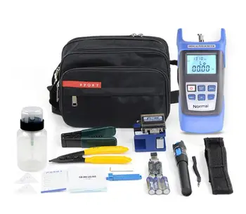 

FTTH TOOL SET,10 In 1 Fiber Optic FTTH Tool Bag with FC-6S Fiber Cleaver and Optical Power Meter 5Mw Visual Fault Locator