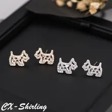 CX-Shirling S925 серебряные серьги, блестящие циркониевые серьги с мультяшной собакой, новые весенние модные антиаллергенные серьги в форме животных