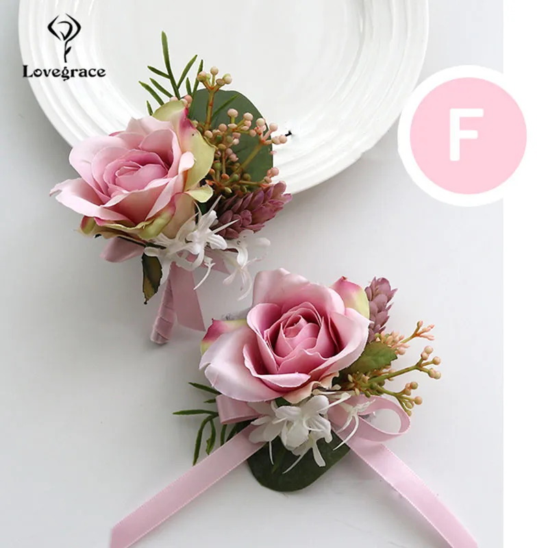 pink wrist corsages bracelet bridal boutonniere wedding flowers  (26)