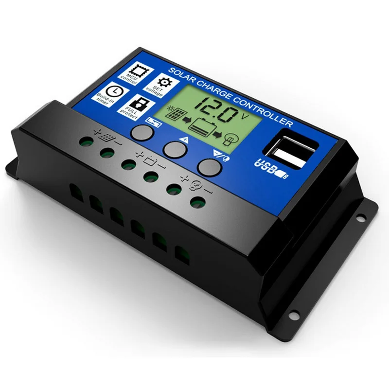 

12 v 24 V Solar Charge Controller 30/20/10 A PWM LCD Dual USB 5V Output Solar Cell Panel Charger Regulator Controller