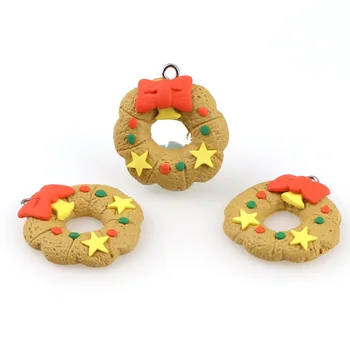 

5pcs 30*28mm Christmas Donut Soft clay belt sheep eye Ornament DIY Scrapbook Embellishment Pendant Accessories