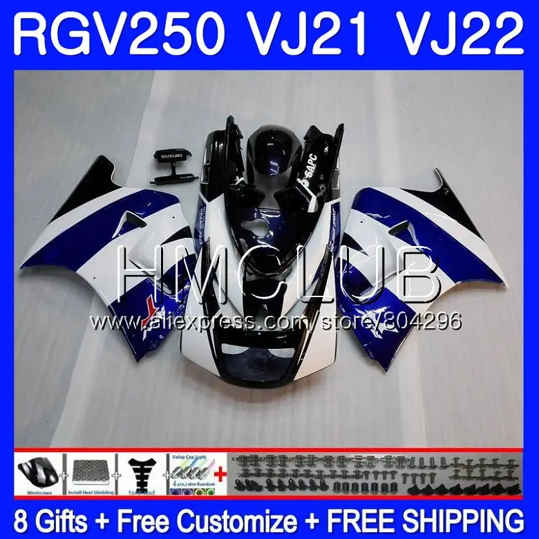 Комбинезоны для SUZUKI VJ21 RGV250 88 89 90 91 92 93 37HM. 5 RGV-250 VJ22 сине-белые RGV 250 1988 1989 1990 1991 1992 1993 обтекатели
