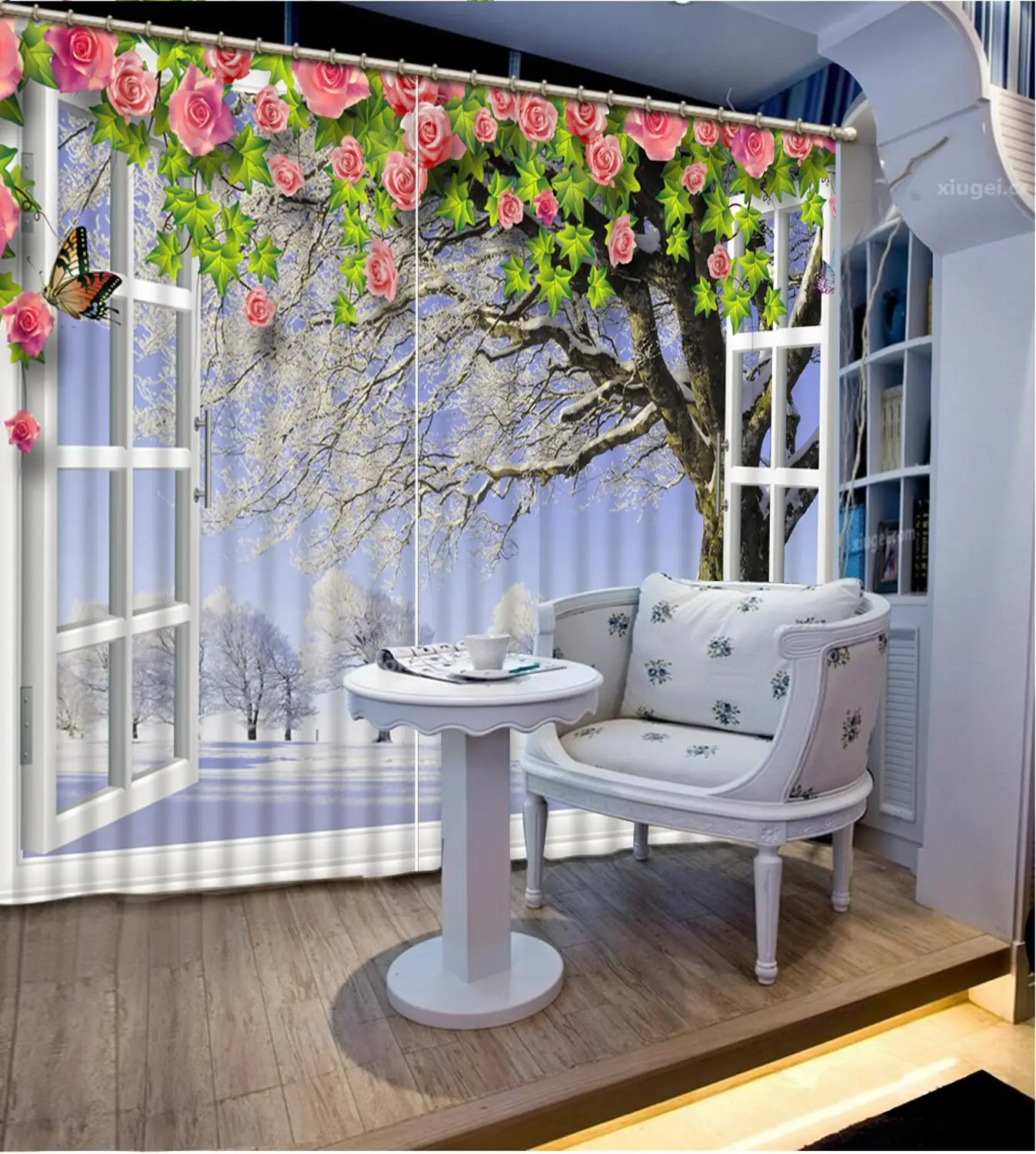 Us 58 5 61 Off Customize Modern Eyelet Curtains Snowy Tree Living Room Bedroom Window Cutains Home Decoration In Curtains From Home Garden On