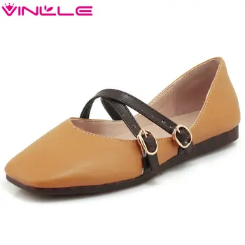 

VINLLE 2020 Women Pumps Princess Style Square Low Heel Square Toe PU Leather Mixed Color Ladies Wedding Shoes Size 34-43