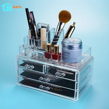 

LIYIMENG Makeup Storage Jewelry Organizer Desktop Box Acrylic Drawer Desk Boxes Home Diy Decor Collection Tin Rouge Container
