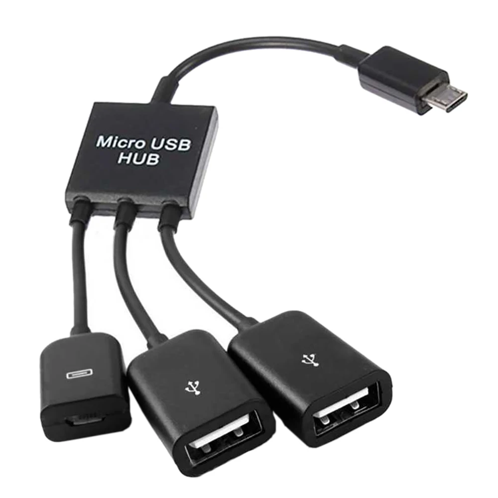 Multi-function 3 in 1 OTG Micro USB Male to 2x USB Port+1x Micro USB Female HUB Adapter Connector For Smartphone Android U-Disk