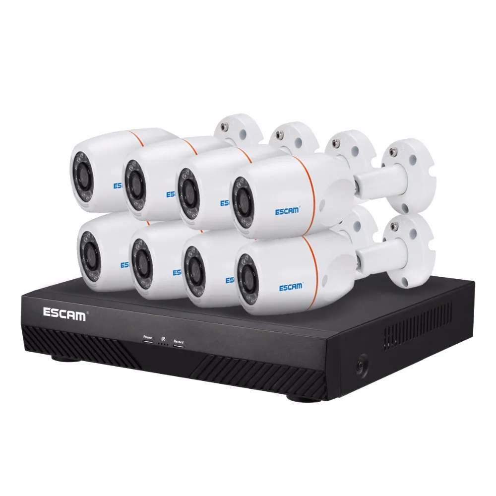 

ESCAM NVR Kits PNK805 HD 1080p 4CH POE NVR Security System With Motion Detector Alarm Record ONVIF IP66 Waterproof IR Camera