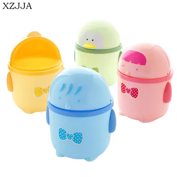 

XZJJA Cartoon Mini Table Dustbin Sundries Barrel Bins Storage Box Desktop Garbage Box Office Storage Container