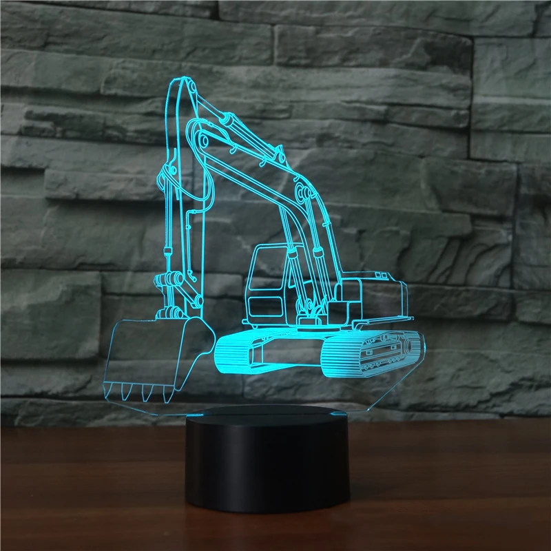 Новинка 7 цветов USB светодиодный 3D экскаватор Ночник светильник сенсорный выключатель настольной лампы автомобиля Форма прикроватные