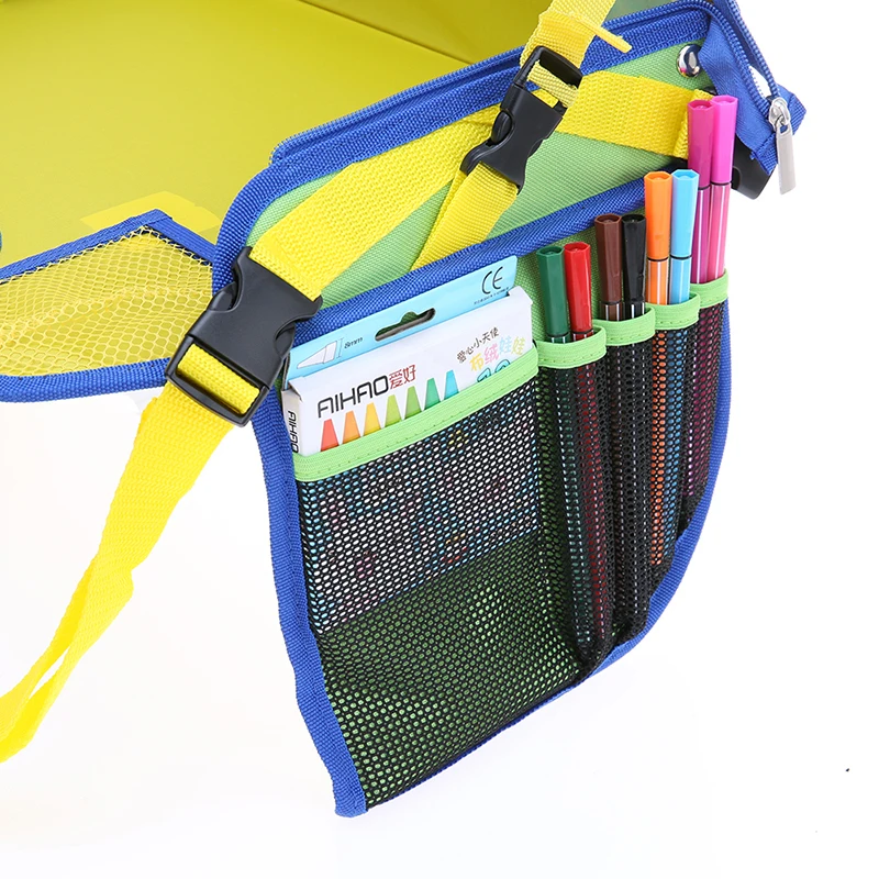 2018 Newest Waterproof Table Car Seat Tray Environmentally Friendly Table Kids Travel Tray with Holder Mesh Storage Stand Desk