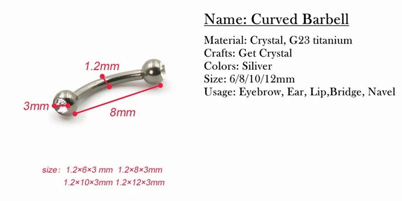 G23titan G23 титановые микро кольца для бровей с кристаллами Bananabell, изогнутые штанги, антиаллергенные ювелирные изделия для пирсинга тела