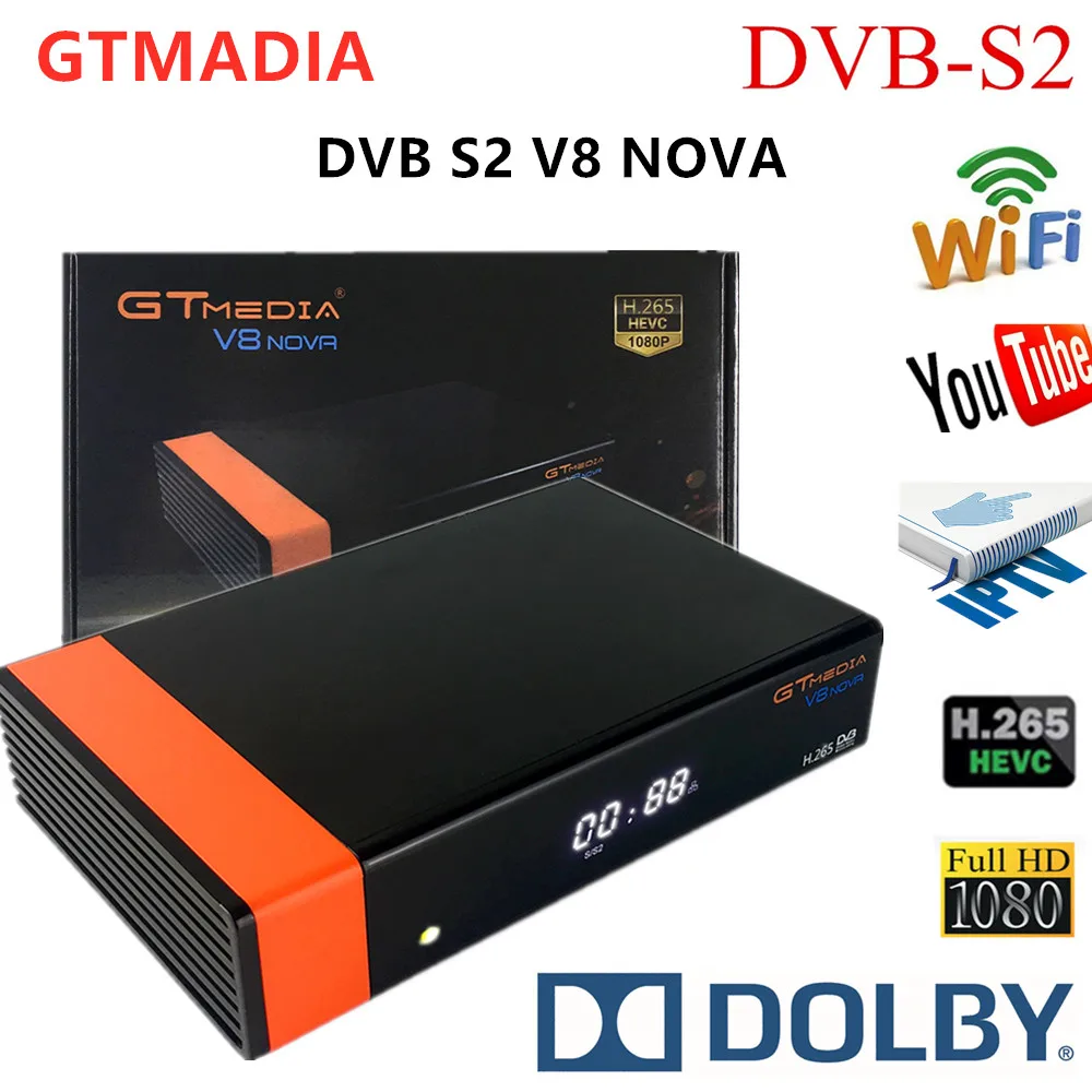 

GTMedia FREESAT DVB S2 V8 HD Satellite Receiver TV BOX Full HD 1080p H.265 support AC3,YouTube,Bisskey,Cccam,Wifi Set top boxes