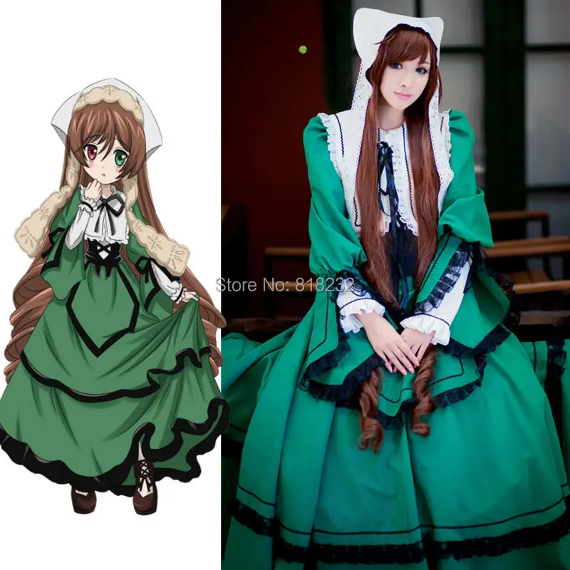 

Rozen Maiden Jade Stern Lolita Lace Dress Uniform Outfit Anime Cosplay Costumes