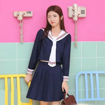 

2019 New Girl School Uniforms Japanese Korean Girls School Uniforms Design Long/short Sleeve Student Sailors Uniforms Jk Cosplay