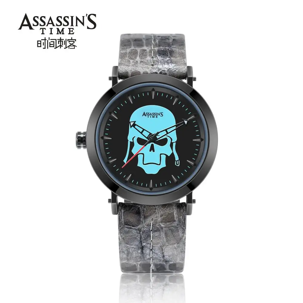Мужские часы Assassin's Time японские кварцевые в стиле панк готика Череп кость модные