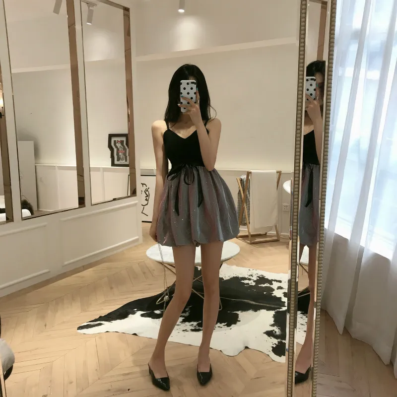 

Summer Dress for Women Clothes 2019 Korean Vintage Black Mesh Sleeveless Sexy Party Club Night Mini Dress Elegant Vestidos LW285
