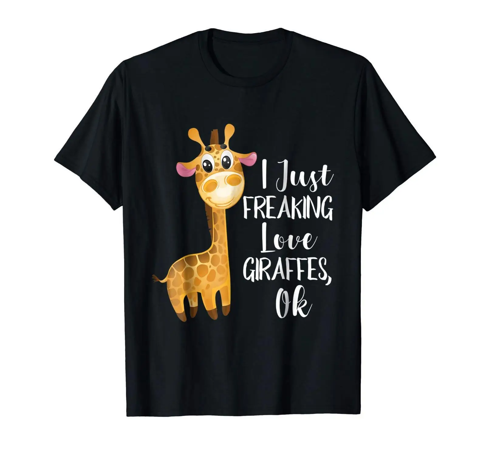 Забавная черная футболка с надписью I Love Giraffes S-3XL футболки графическим принтом