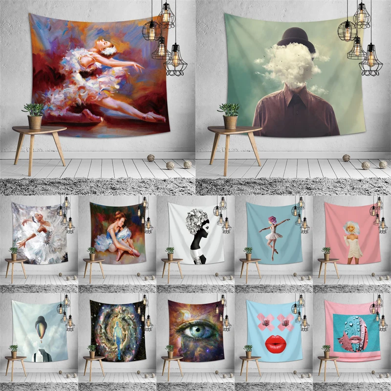 

Abstract Ballte Dancer Beach Blanket Mandala Wall Tapestry Yoga Decoration Mat on The Beach Wall Hanging Polyester Home Textile