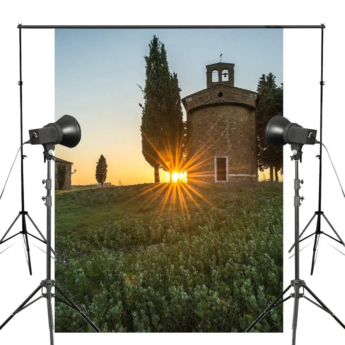 

Rising Sun Forest Castle Backdrop Photography Background 150x220cm Giant Wall Mural Studio Props Wall