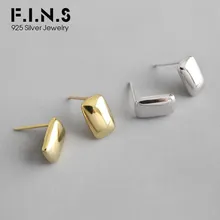 F.I.N.S классические прямоугольные серьги из стерлингового серебра S925 пробы маленькие серьги-гвоздики с геометрическим узором для женщин модные ювелирные изделия
