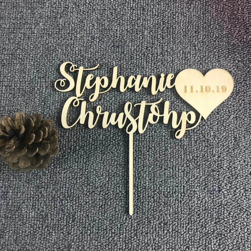 

Custom unique wedding cake topper,Personalized Bride&Groom name with date cake topper,Mr and Mrs Wedding topper Decor Supplies
