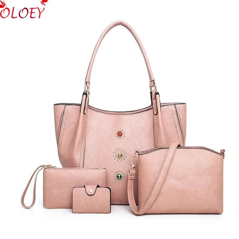 

High quality New fashion wild pearl diamond handbag bag 4pc suit ladies handbag handbag shoulder bag Messenger bag 2019 bag