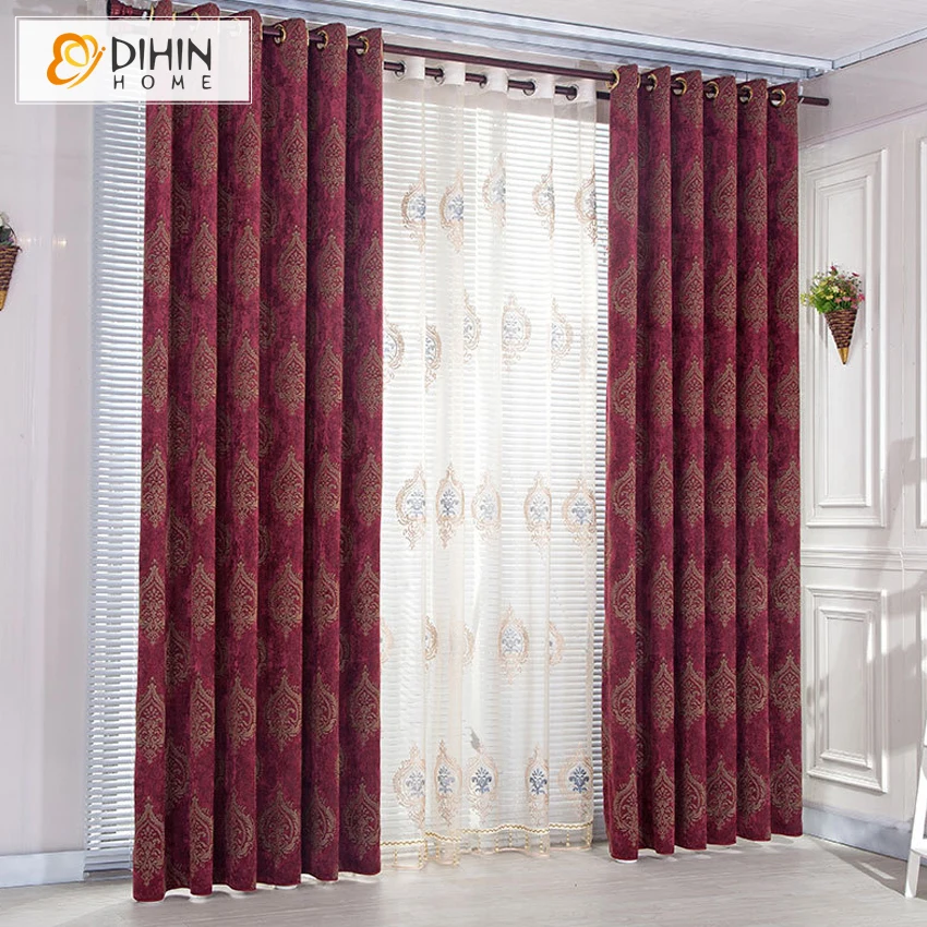 DIHIN HOME European Luxury Thick Jacquard Blackout Curtains for Living