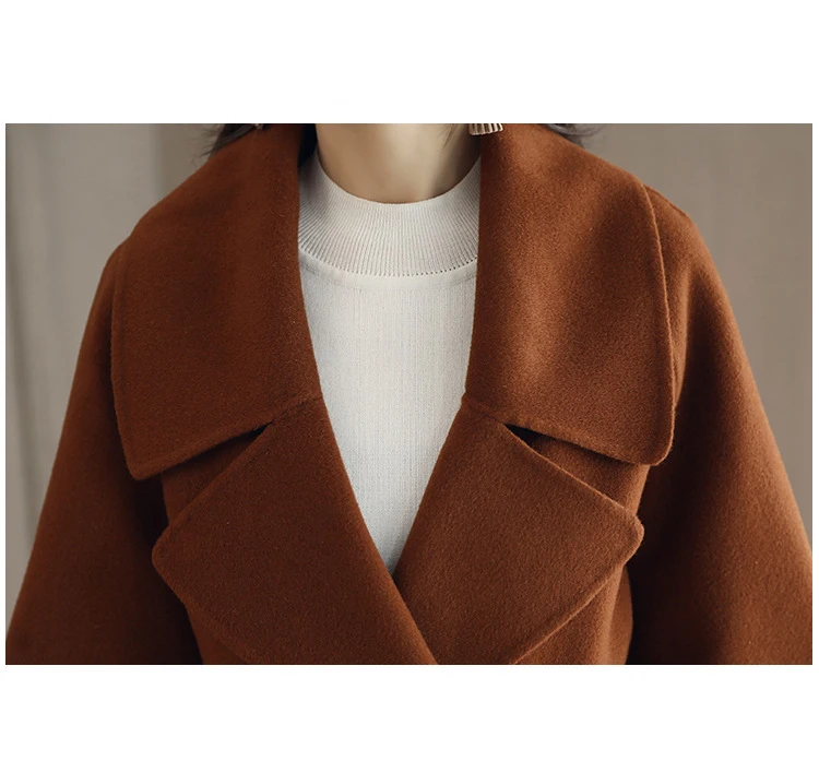 Зимнее кашемировое пальто, женская шерстяная куртка, пальто для женщин, модное Свободное пальто с поясом и длинными рукавами, белое высококачественное Женское пальто