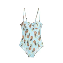 Стильный женский цельный купальный костюм с принтом ананаса пуш-ап бандажные бикини монокини с ремешками женский купальник