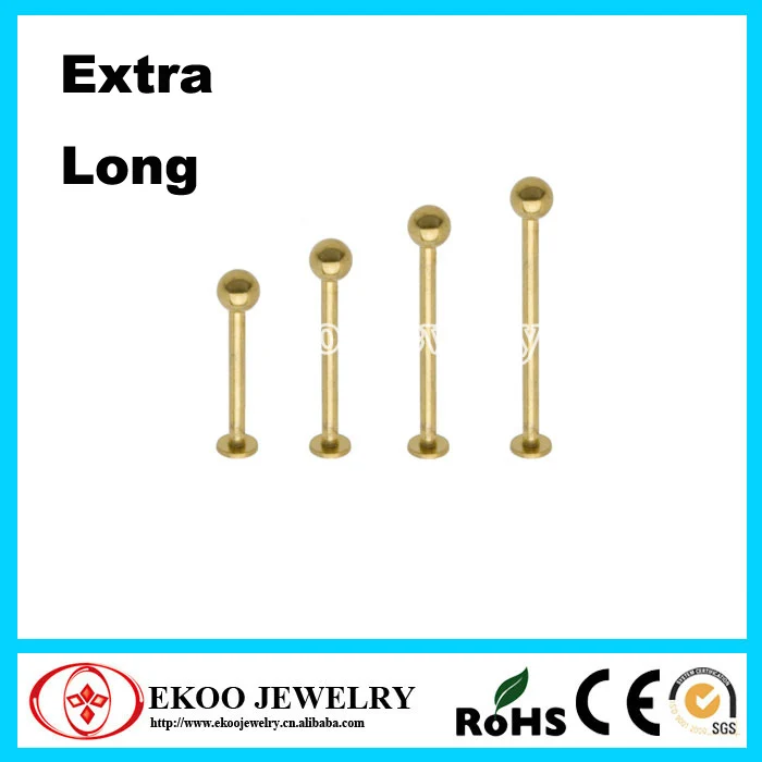 

Gold Anodized Extra Long Labret Cheek Piercing Unique Labret Jewelry