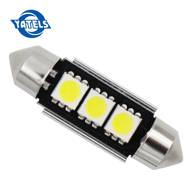 36 мм 39 мм C10W C5W 3SMD 3 SMD 5050 Светодиодный светильник CANBUS Festoon, автомобильный светильник номерного знака, автомобильный корпус, Внутренняя купольная лампа белого цвета, DC 12 В