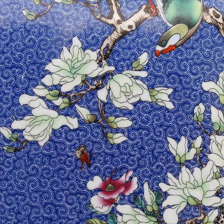 Qing Dynasty Qianlong год марка эмаль цветок и птица площадь большая ваза античный фарфор древняя фарфоровая коллекция