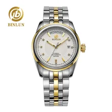 BINLUN Top Brand Men’s Automatic Watch Luxury 18K Gold Dial Sapphire Crystal Business Men’s Automatic Watch Rolexable relogio