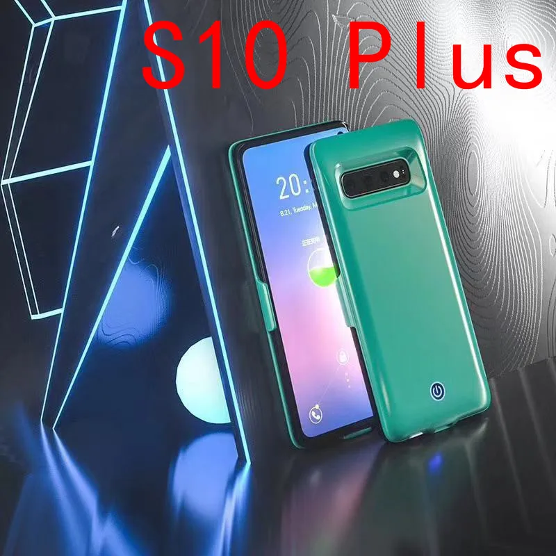 Чехол для аккумулятора для samsung Galaxy S10 S10E S10 Plus, чехол для зарядного устройства, тонкий ударопрочный расширенный внешний аккумулятор, чехол для USB 5000ma - Цвет: S10 Plus-Green